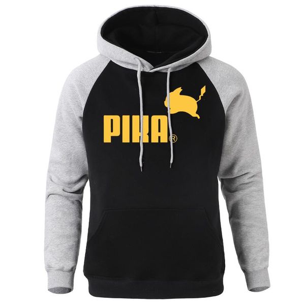 mens fleece raglan sweatshirts funny harajuku tracksuit men spring streetwear male sports clothing hip hop outwear, Black